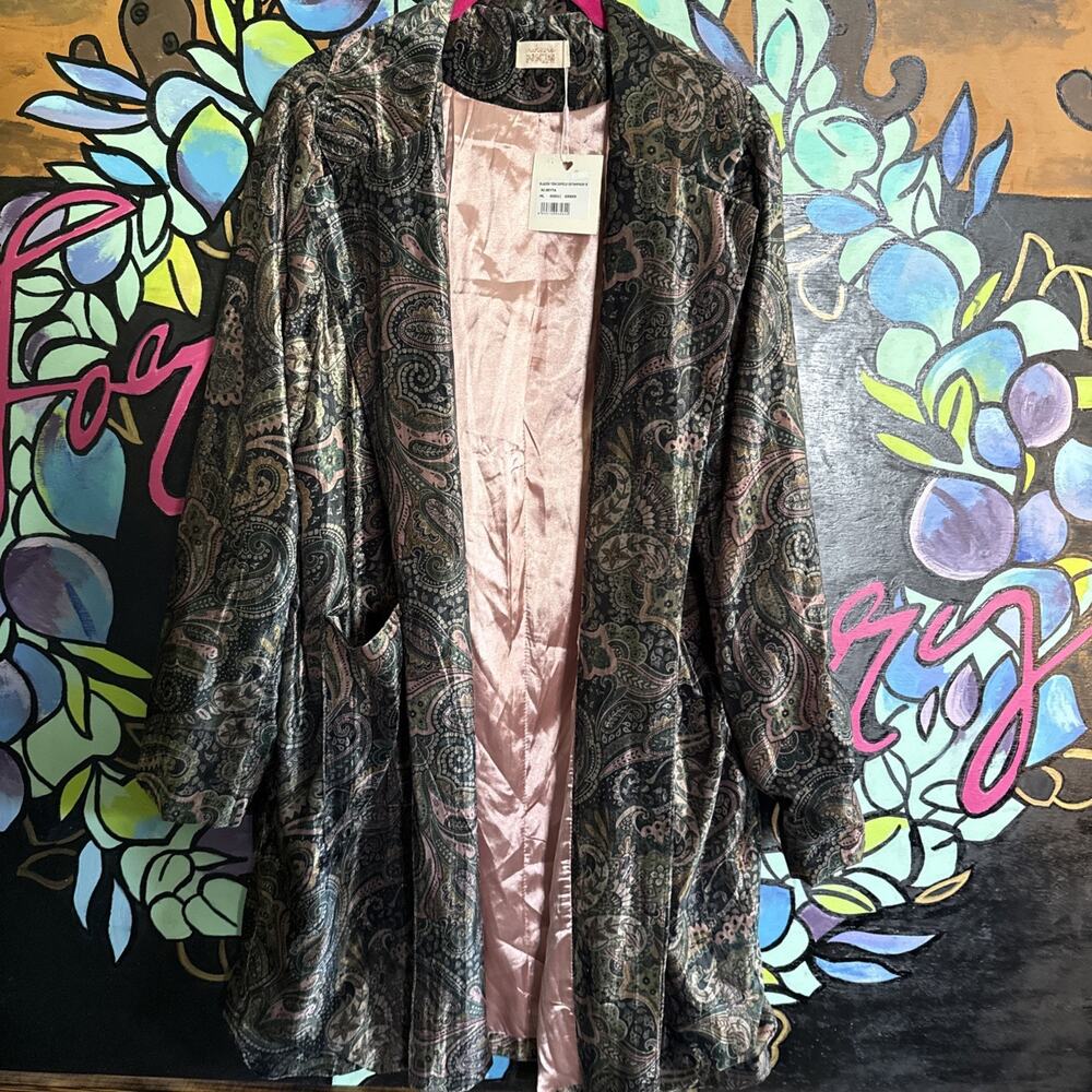 Nekane Velvet Cardigan Jacket, Green, Medium Large